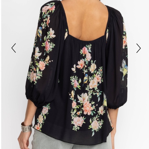 Johnny Was Byrdie Blouse Top Black Floral Boho size small NWT - Picture 3 of 8